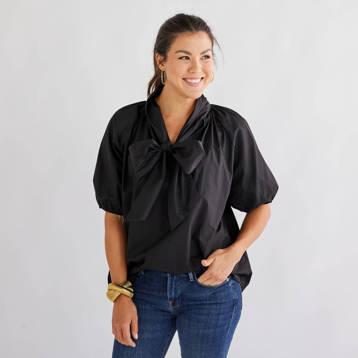 Ryan Bow Top: Black or Khaki