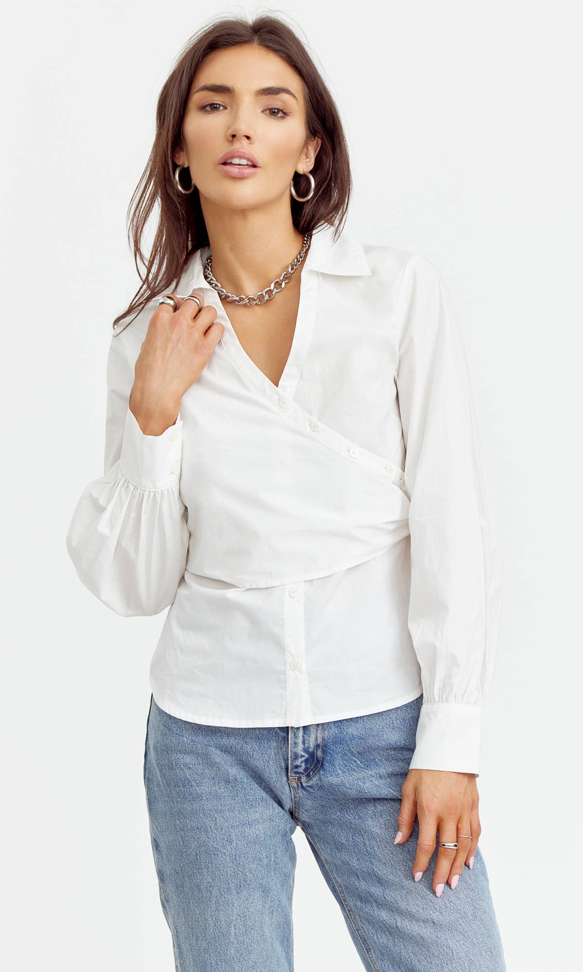 Faith Surplice Shirting:  White
