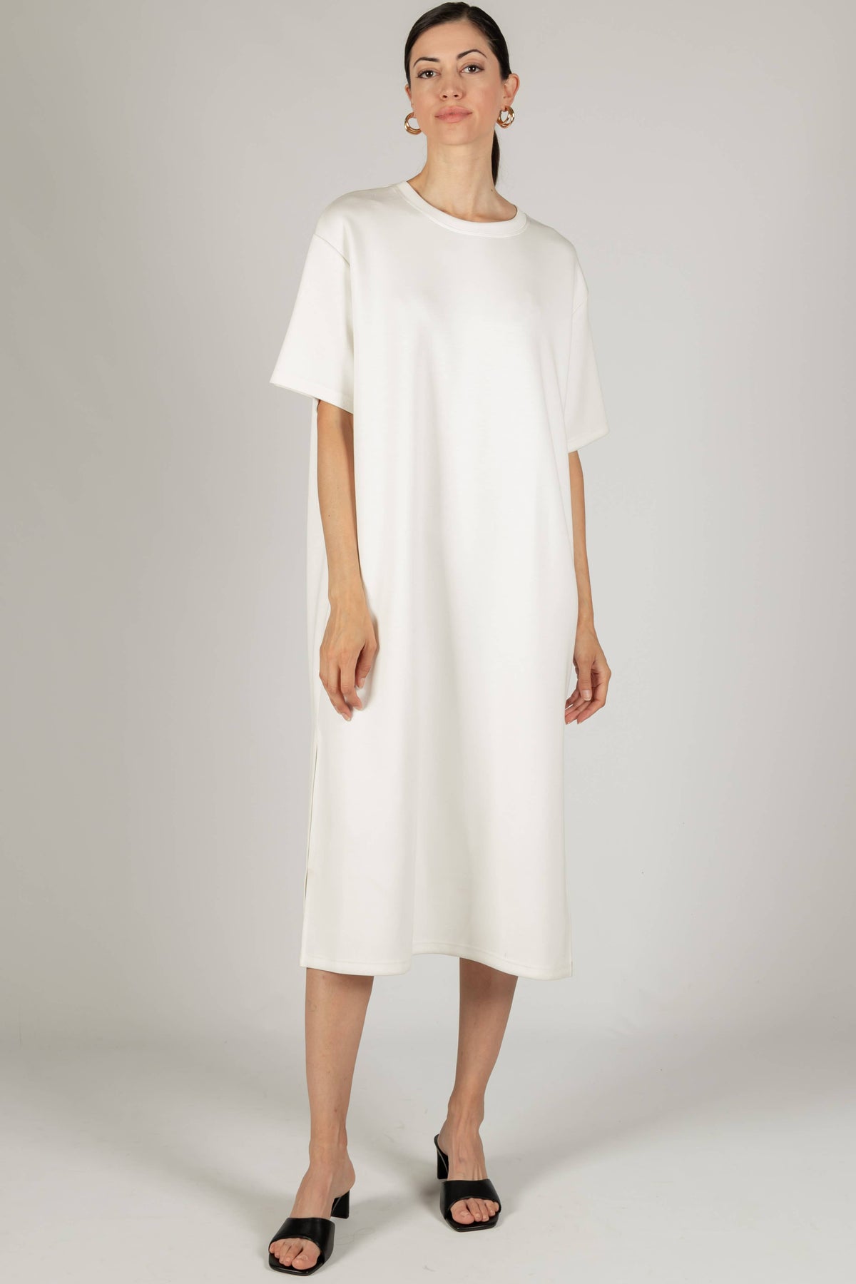 P. CILL Butter Modal Midi T-Shirt Dress: WHITE OR BLACK