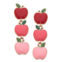 Linked Apples Enamel Earrings in Red