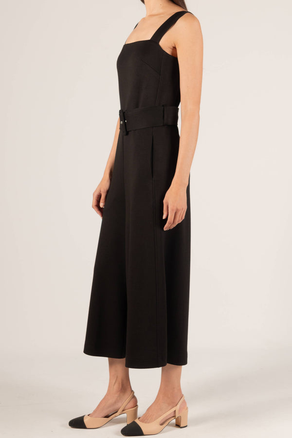 P. CILL Butter Modal Belted Culotte Jumpsuit: Black