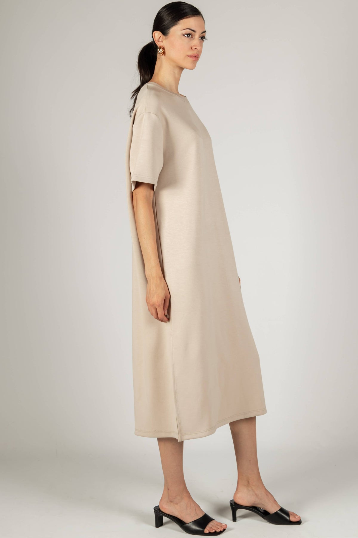 P. CILL Butter Modal Midi T-Shirt Dress: WHITE OR BLACK