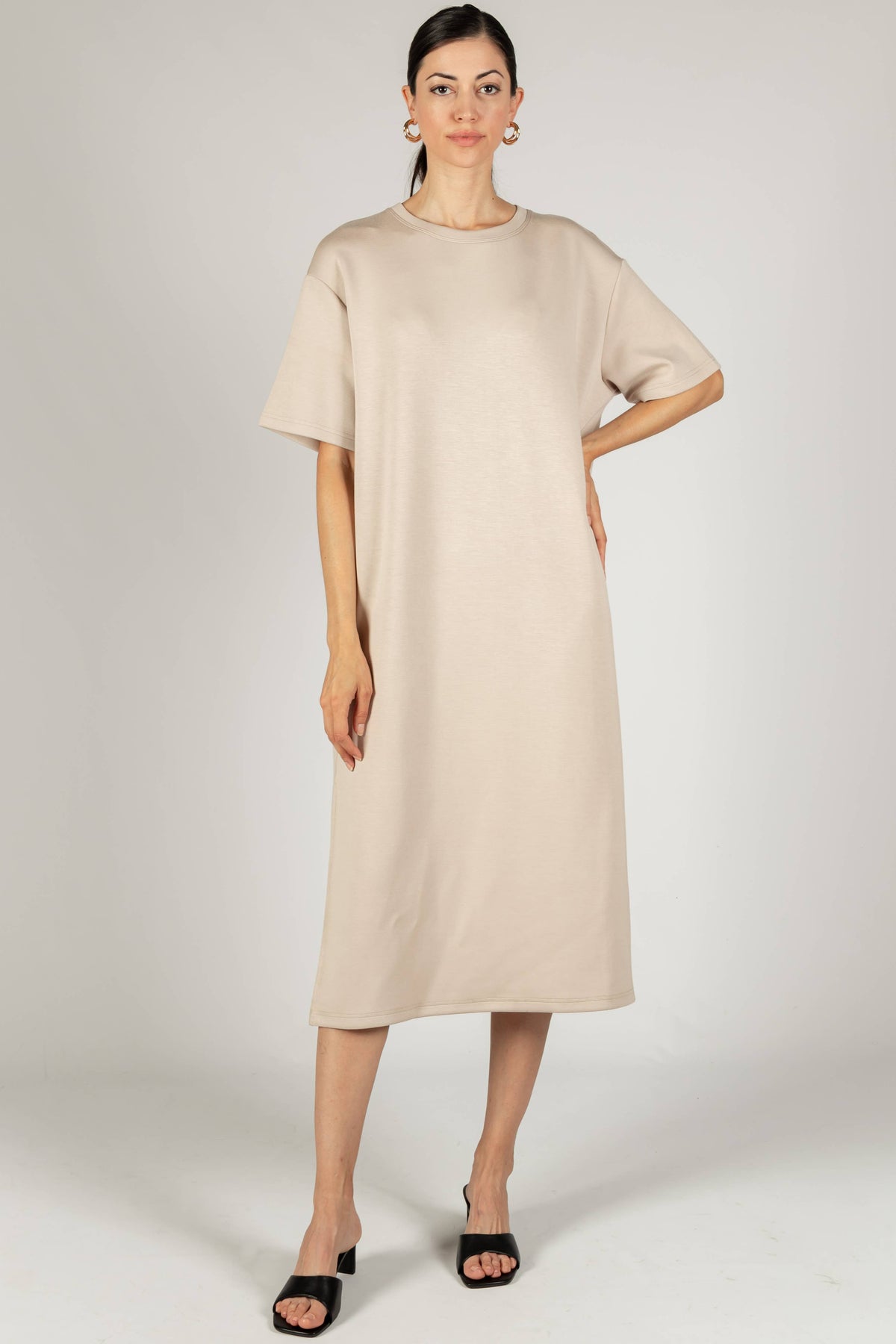 P. CILL Butter Modal Midi T-Shirt Dress: WHITE OR BLACK