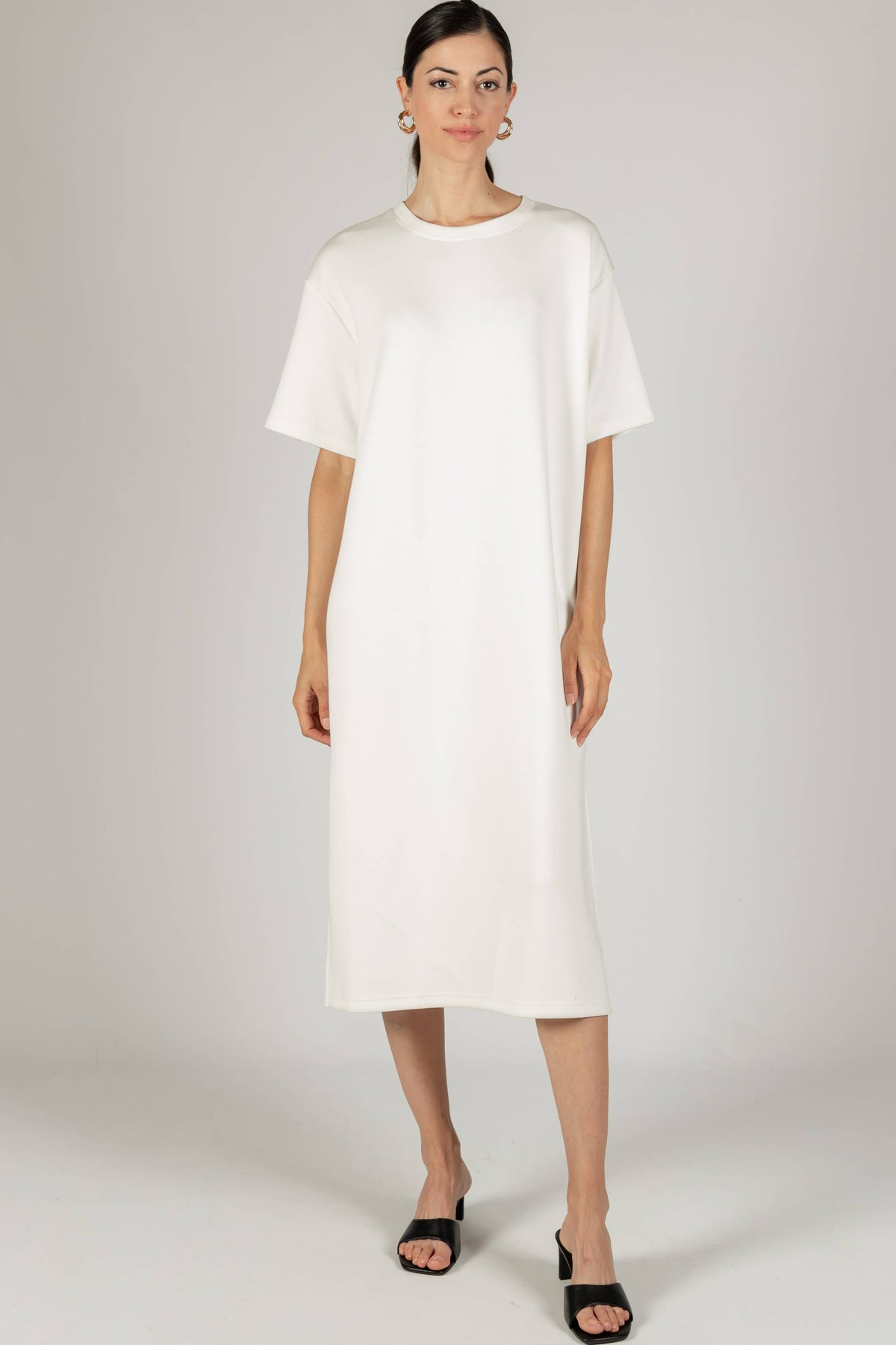P. CILL Butter Modal Midi T-Shirt Dress: WHITE OR BLACK