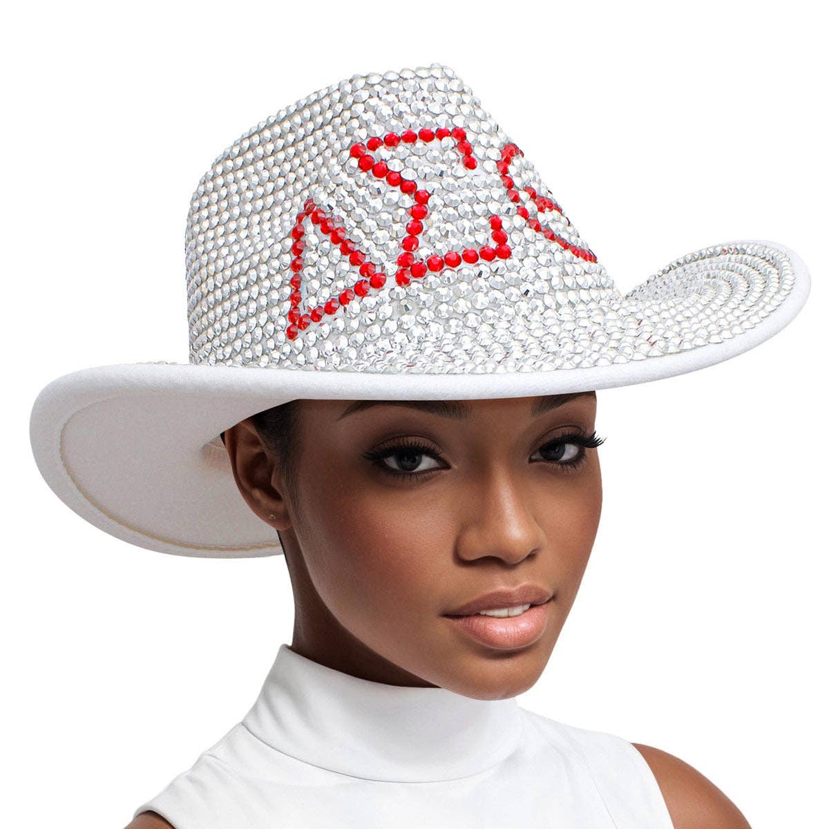 DST Sorority Silver Red Rhinestone Fedora Hat – Heart 2 Home  display picture 2