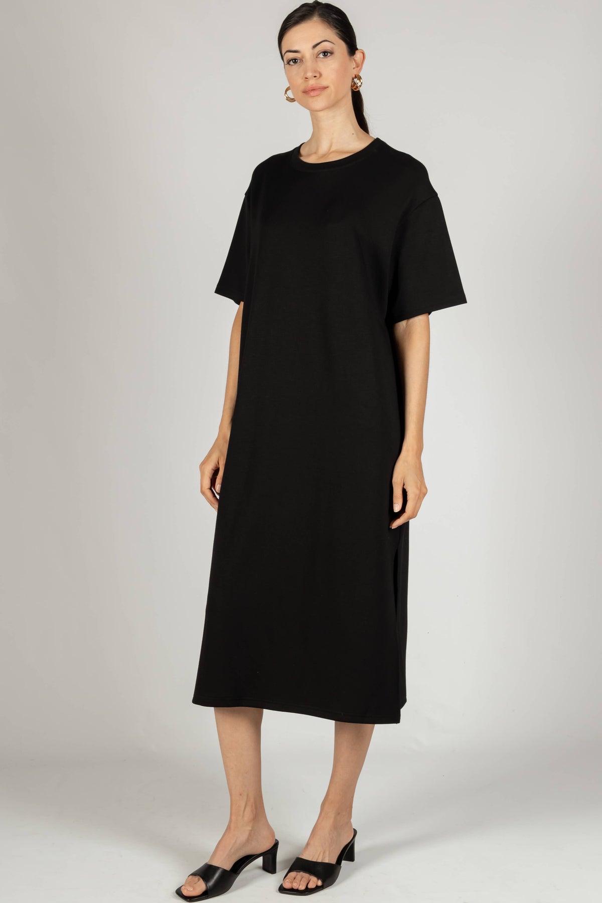 P. CILL Butter Modal Midi T-Shirt Dress: WHITE OR BLACK
