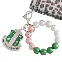AKA Pink Green Pearl Shield Keychain
