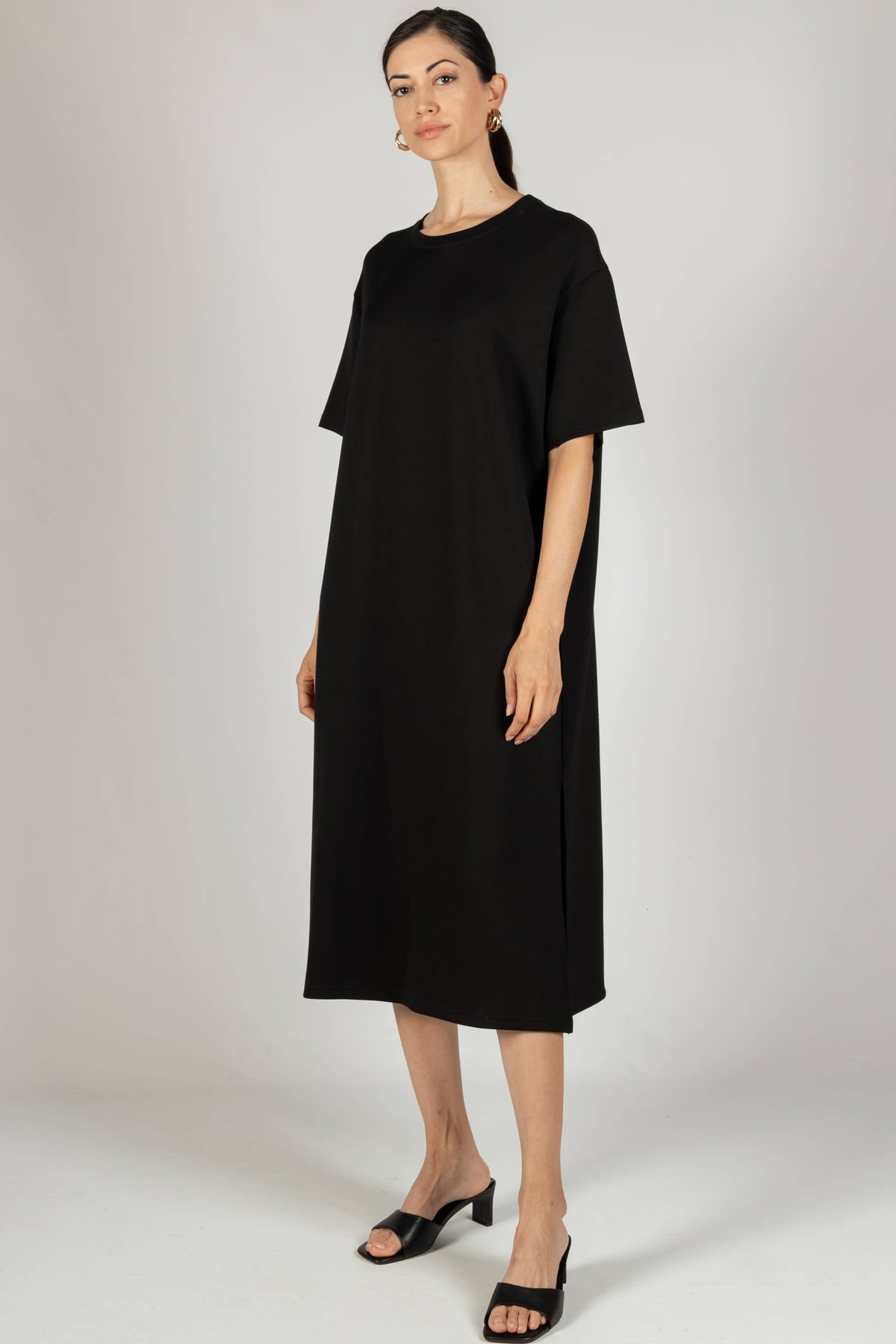 P. CILL Butter Modal Midi T-Shirt Dress: WHITE OR BLACK