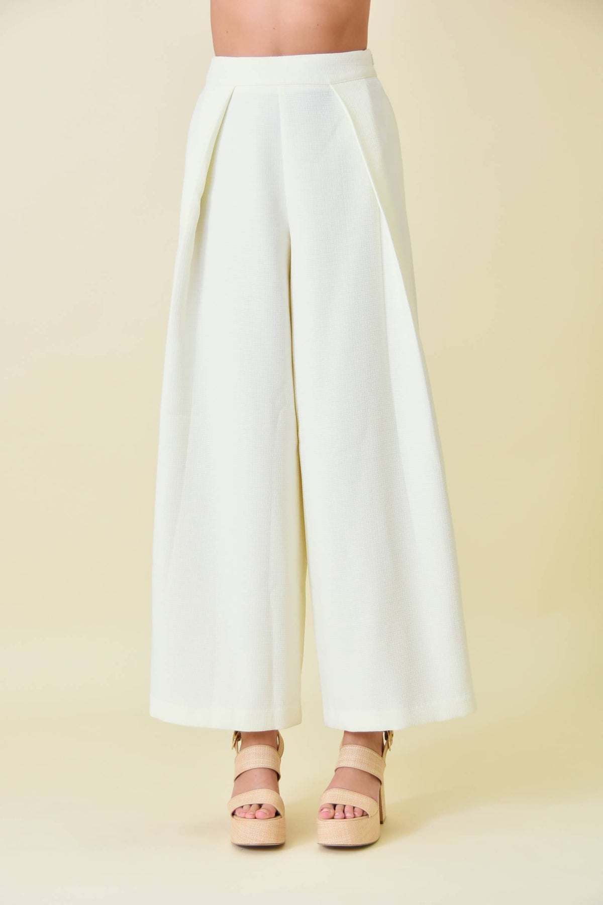 Francis Front Pleat Tailored Pant or Strapless Woven Side Slit Top -OLIVE or IVORY