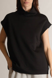 P. CILL Butter Modal Mock Neck Capped Sleeve Top: Black, Taupe  or Navy