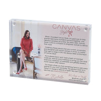 Canvas Style Display Sign in Clear Acrylic