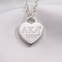 AKA Silver 1908 Legacy Heart Lock Chain Necklace: Silver / Rhodium / 18 inches