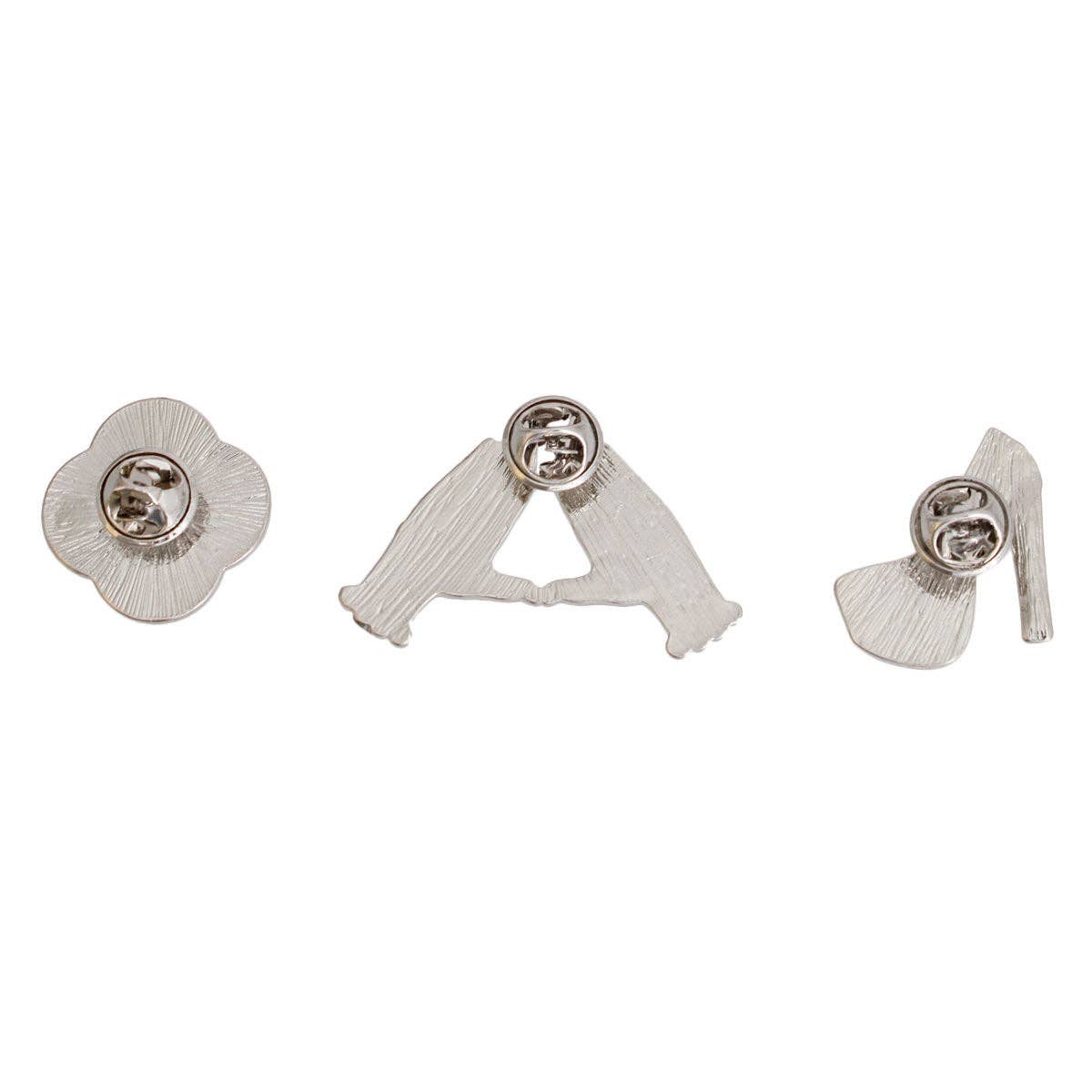 Red White 3 Pcs Sorority Pins: 1 inch / Red and White / Rhodium