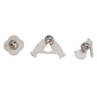 Red White 3 Pcs Sorority Pins: 1 inch / Red and White / Rhodium