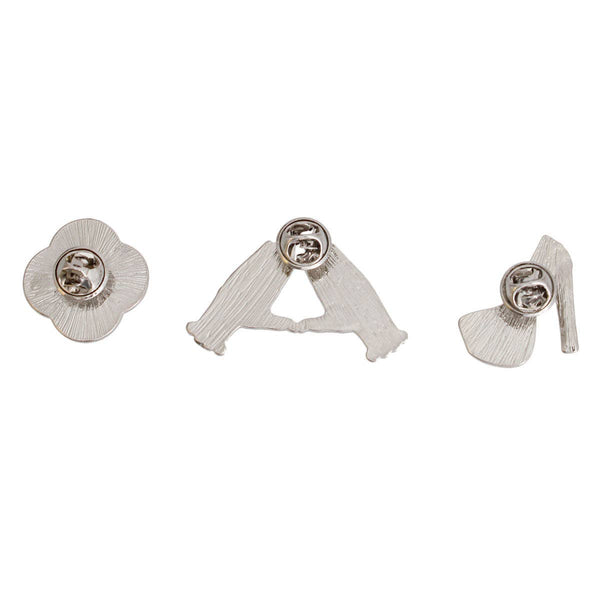 Red White 3 Pcs Sorority Pins: 1 inch / Red and White / Rhodium