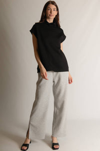 P. CILL Butter Modal Mock Neck Capped Sleeve Top: Black, Taupe  or Navy