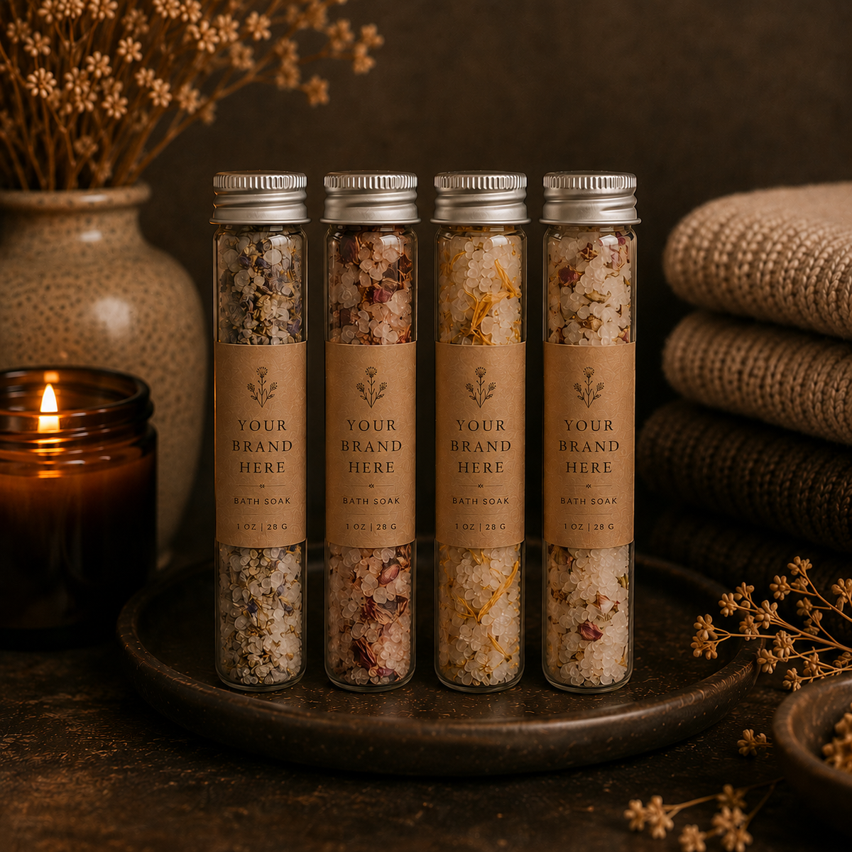 Private Label Mini Bath Soaks | 1oz Vials: Lavender Chamomile