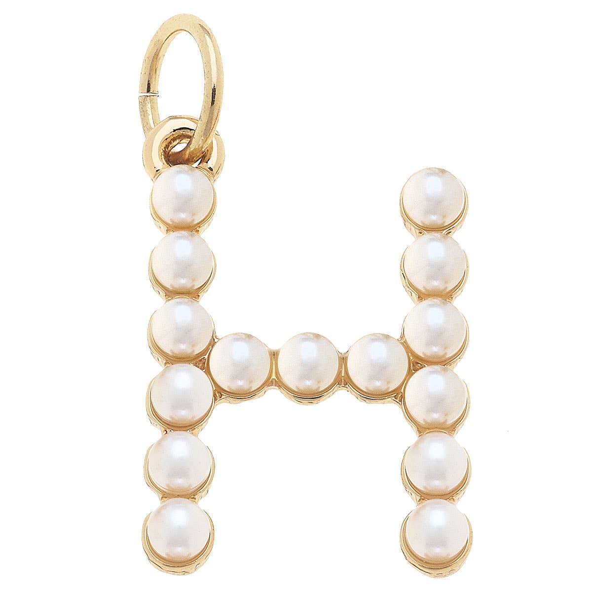 Pearl-Studded Letter Charm in Ivory: I
