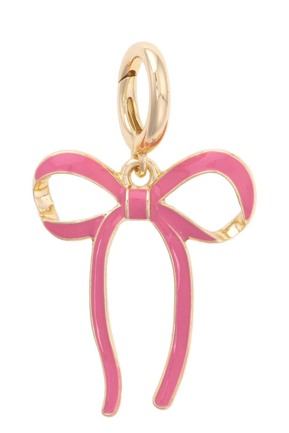 Canvas Style Charm Bar-Tied Bow Enamel Pendant Charm in Pink