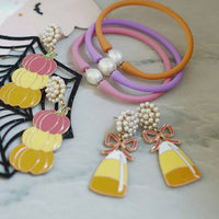 Halloween Enamel Candy Corn Earrings in Orange/Yellow/White