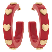 Libby Heart Resin Hoop Earrings: Fuchsia
