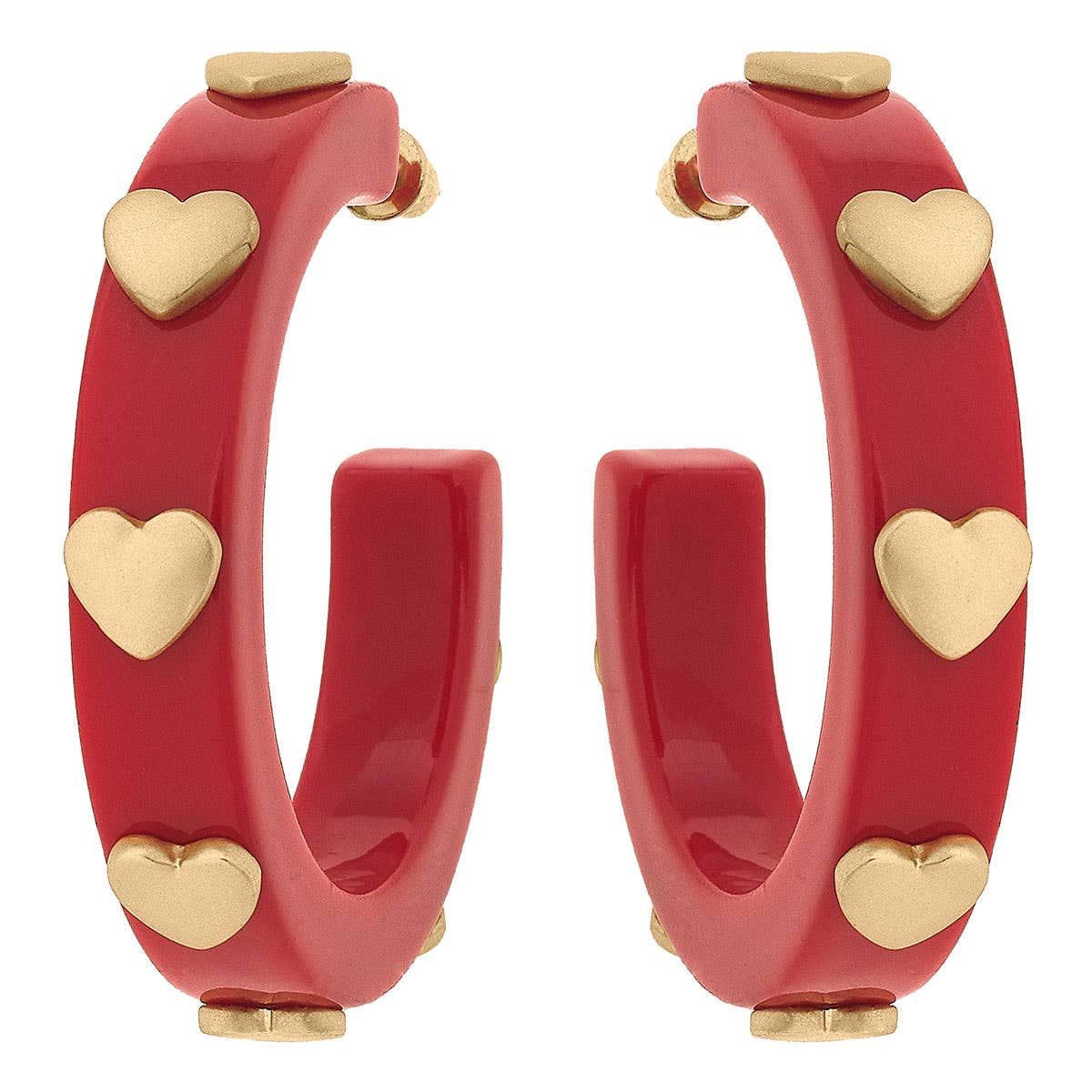 Libby Heart Resin Hoop Earrings: Fuchsia