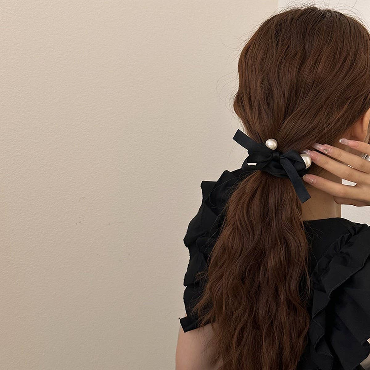 PEARL DECORATION SCRUNCHIES ELASTIC HAIR TIES