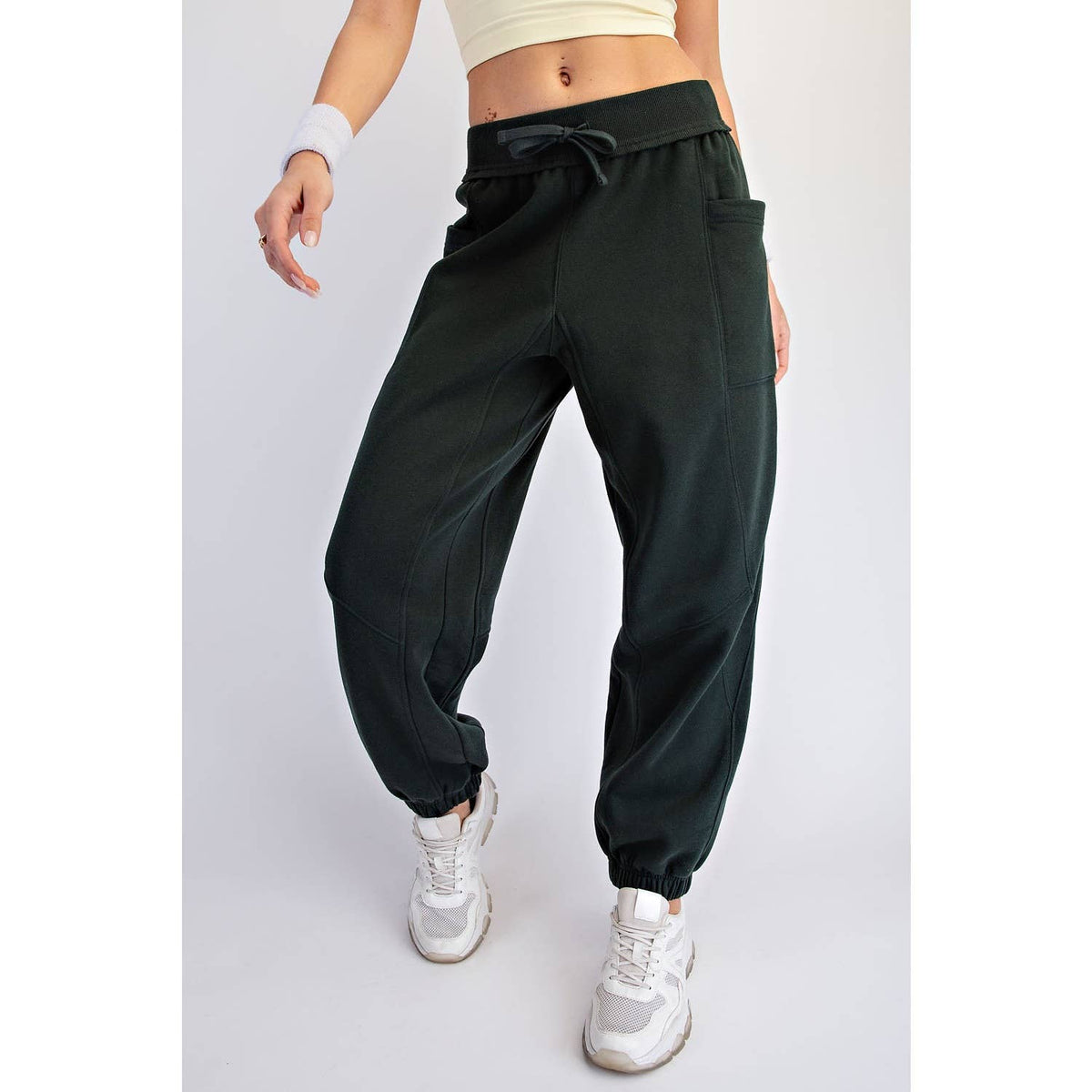 FLEECED TERRY FLOW JOGGER PANTS: Peach Pink / S-M-L(2-2-2)