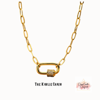 "Karlie Necklace" ~ 18k GP Paperclip Chain with Lock : 18in. + 2in. ext.