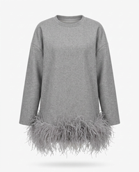 Audacious Feather Trim Sweatshirt: Black / One Size