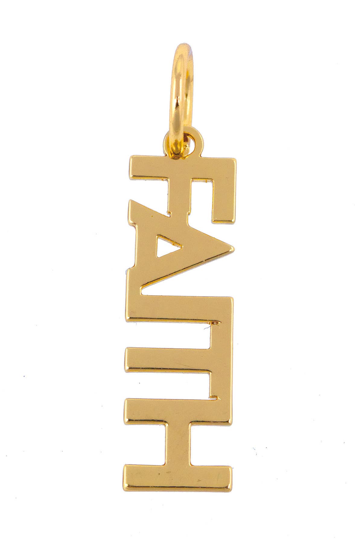 CANVAS STYLE CHARM BAR-"FAITH" Block Letter Charm in Shiny Gold