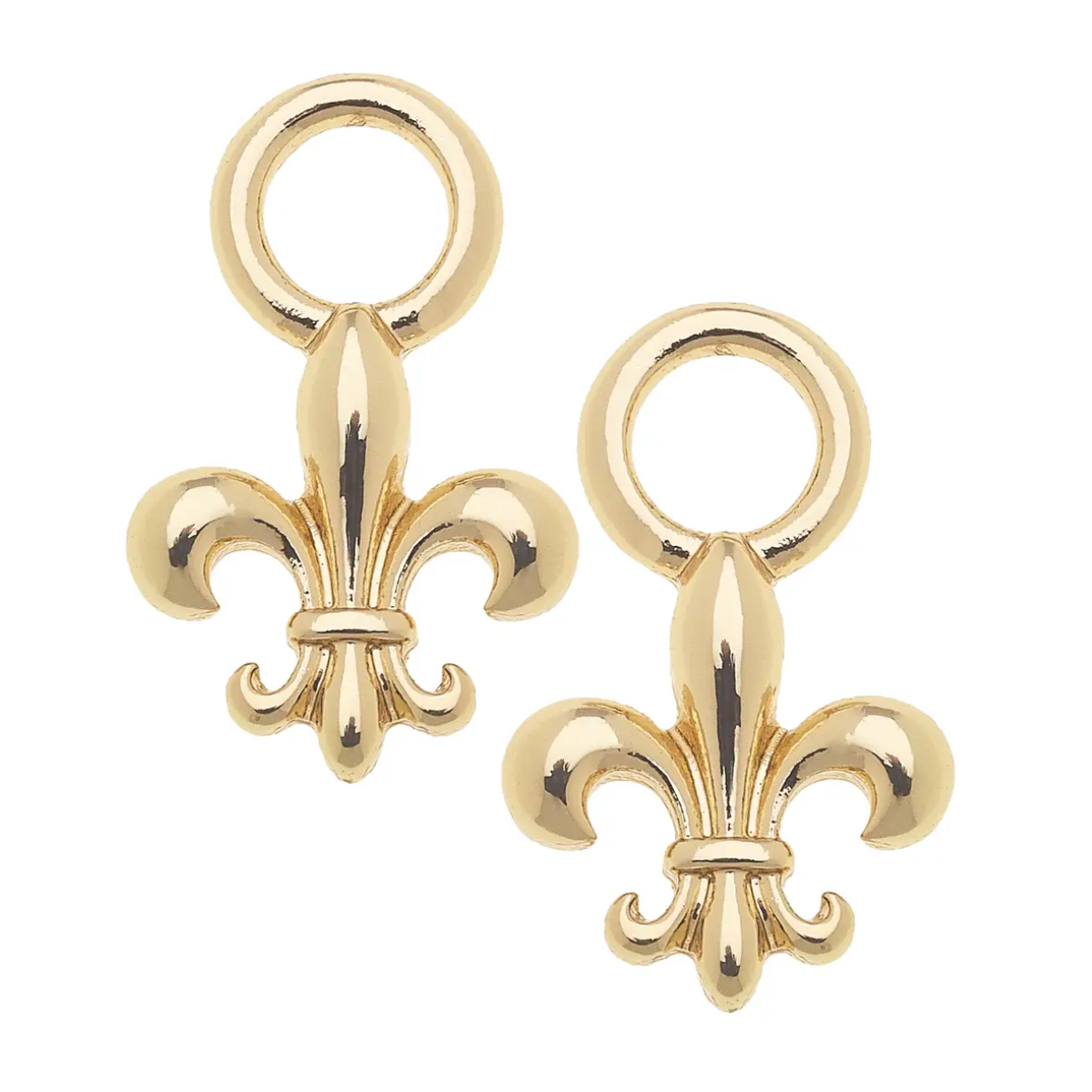 CANVAS STYLE CHARM BAR-Fleur De Lis Huggie Charm (Set of 2) in Shiny Gold