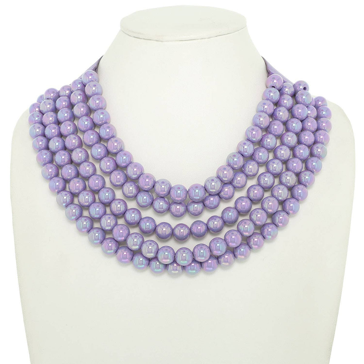 BLING METALLIC COLOR BEADED NECKLACE FAUX LEATHER MAGNETIC: Blue