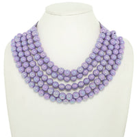 BLING METALLIC COLOR BEADED NECKLACE FAUX LEATHER MAGNETIC: Fushcia