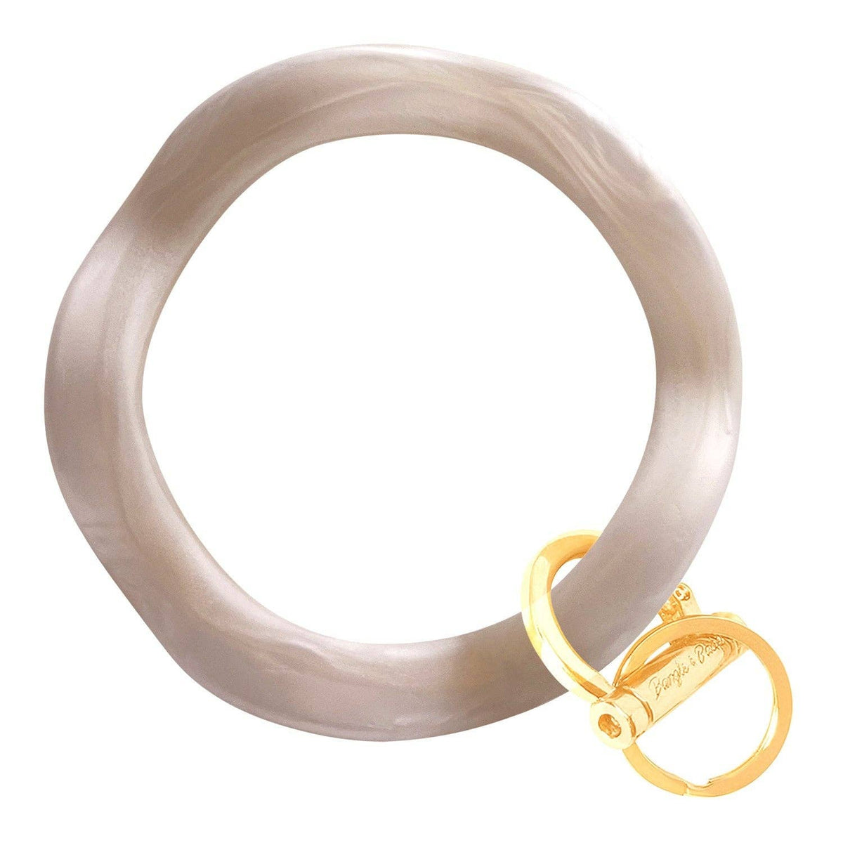 Wavy Wristlet Keyring | Wrist-Worn Key Chain & Phone Tether: Gold / Wavy - Pearl