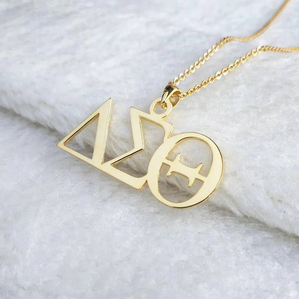 Sorority Necklace: AKA or Delta Sigma Theta / Yellow Gold