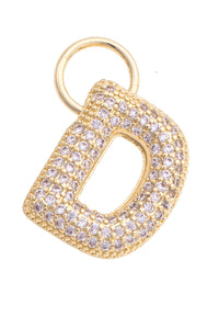 Canvas Style Charm Bar Letter Pave Initial Charm in Shiny Gold