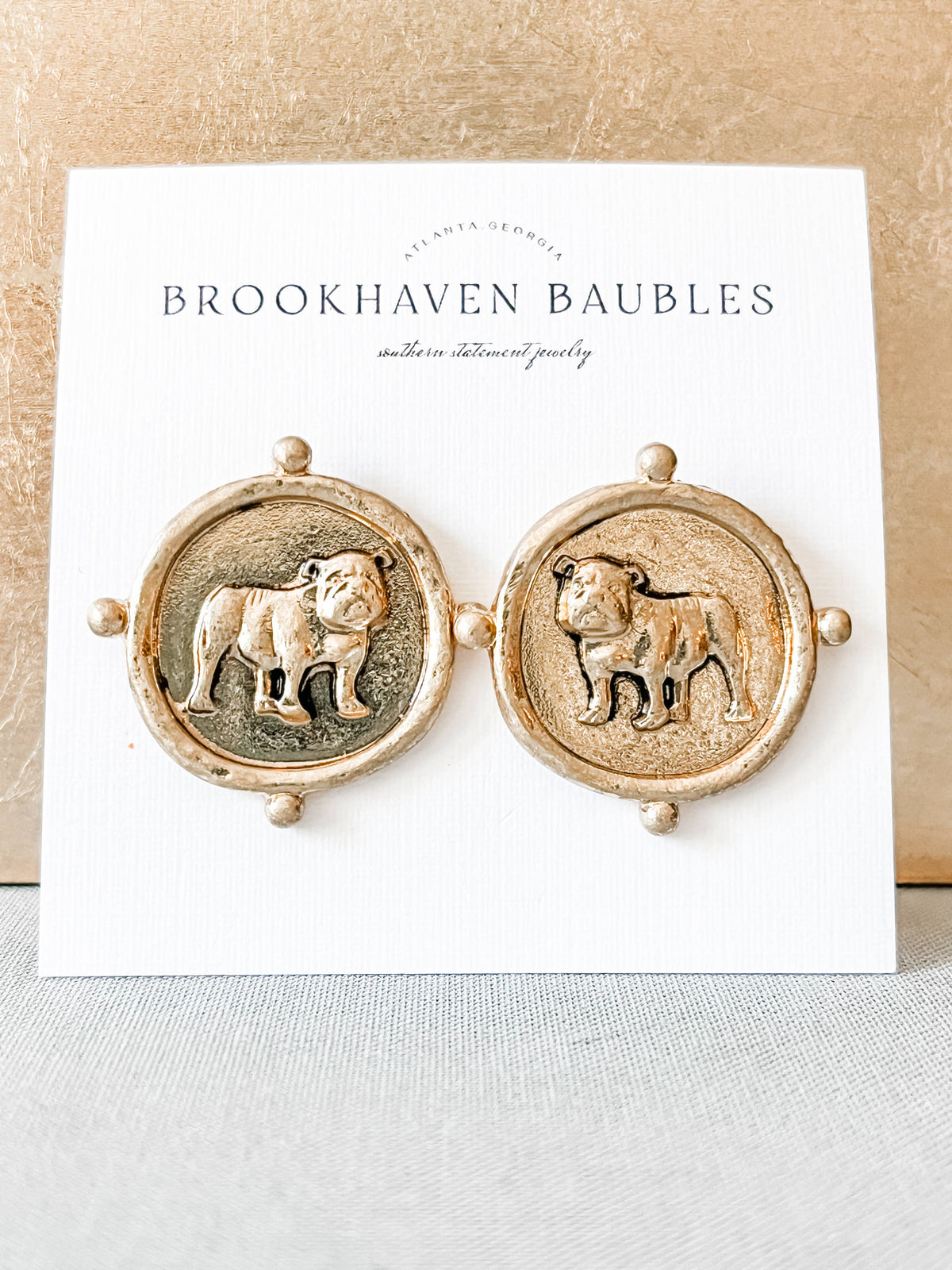 Georgia UGA Bulldog vintage gold signet coin Earrings 