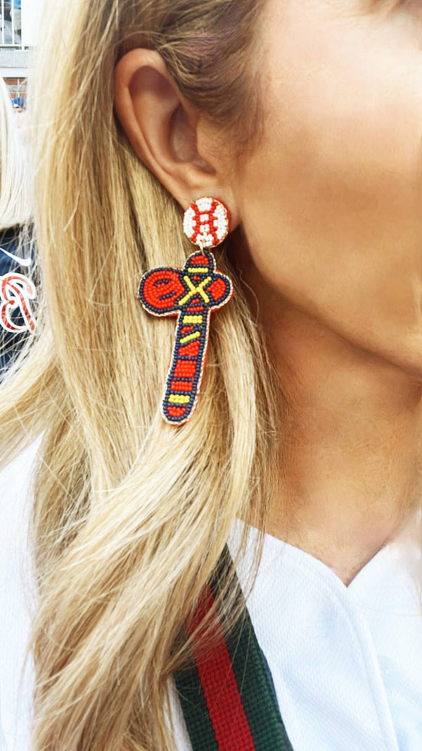 Atlanta Braves Beaded Tomahawk Statement Earrings MLB