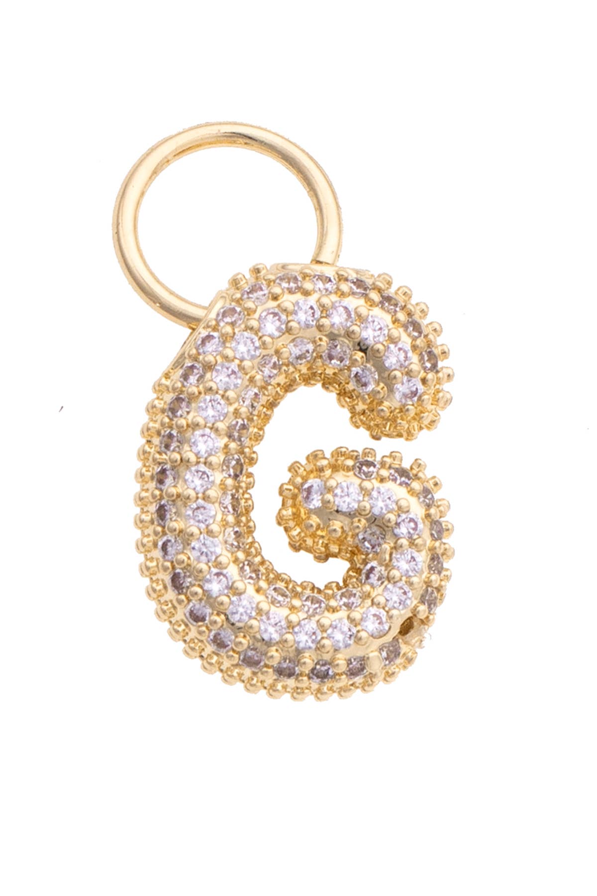 Letter Pave Initial Charm in Shiny Gold: K