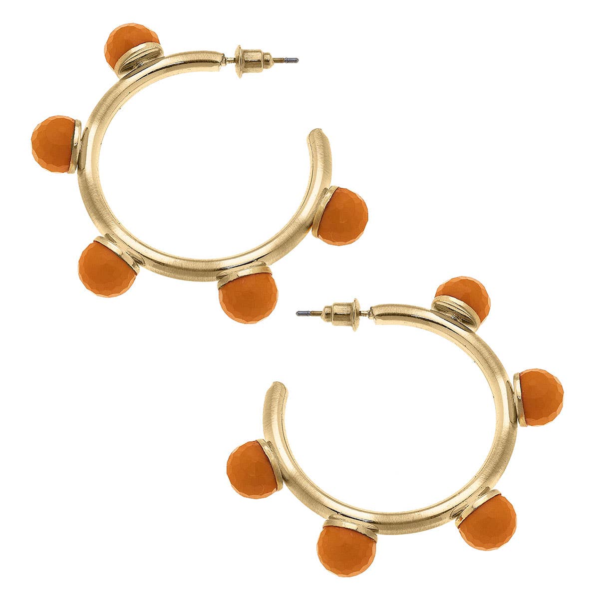 Allison Resin Beaded Hoop Earrings: Clear