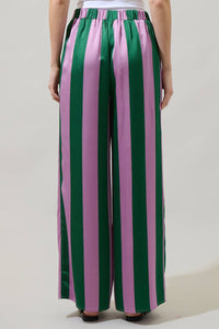 Pink & Green Rag Striped Wide Leg Pants