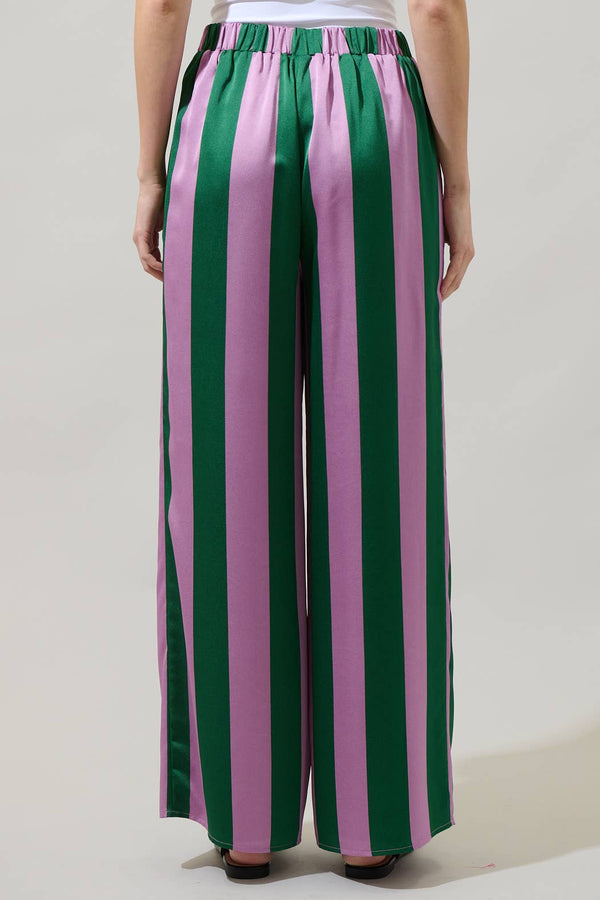 Pink & Green Rag Striped Wide Leg Pants