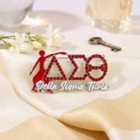 Delta Sigma Theta Red Fortitude Rhinestone Brooch: Red and White / Rhodium / 1.5 x 2.75 inches
