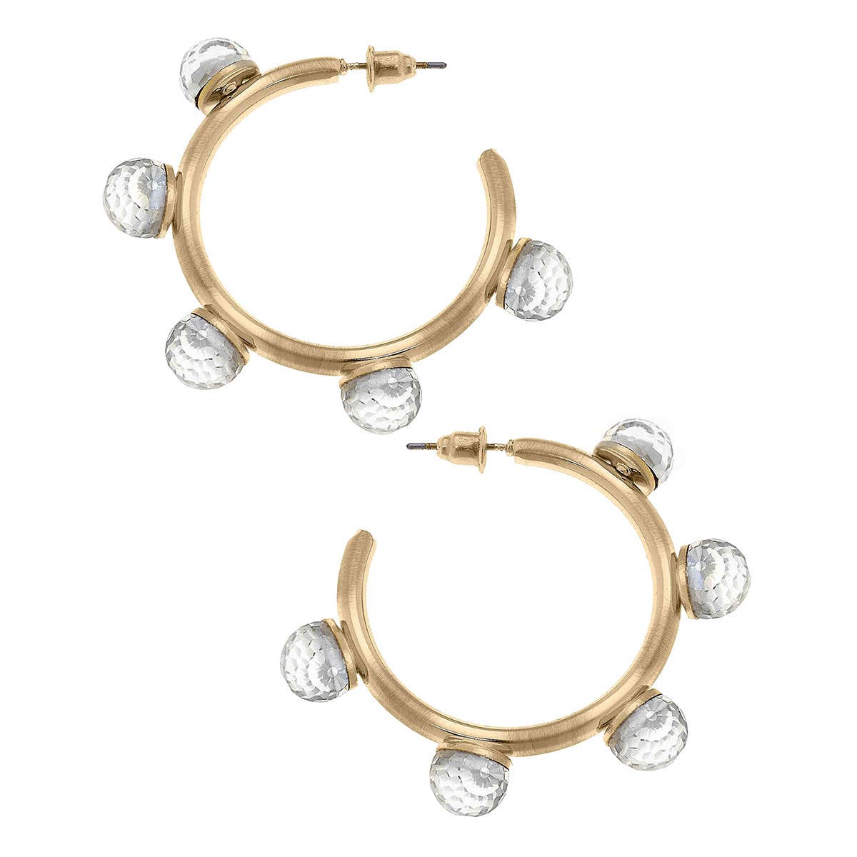 Allison Resin Beaded Hoop Earrings: Clear