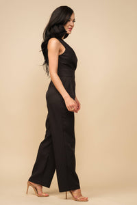 Rosette Applique One-Shoulder jumpsuit:  Ivory or Black