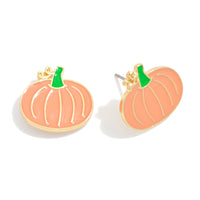 Enamel Pumpkin Stud Earrings