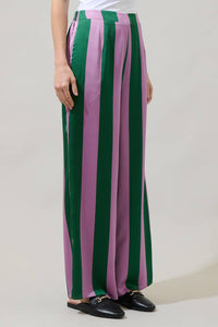 Pink & Green Rag Striped Wide Leg Pants