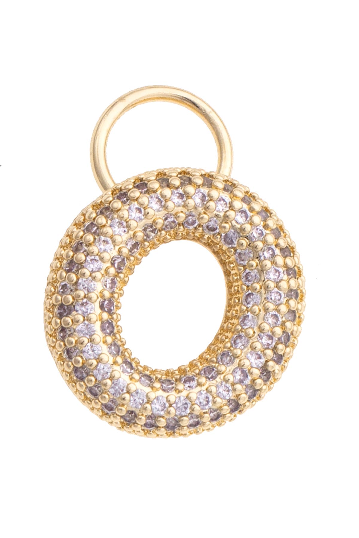 Canvas Style Charm Bar Letter Pave Initial Charm in Shiny Gold