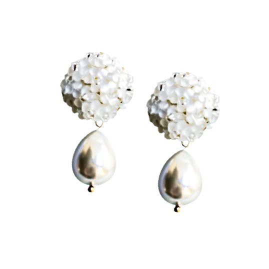 Melissa Earrings - White Bouquet + Pearly Drop